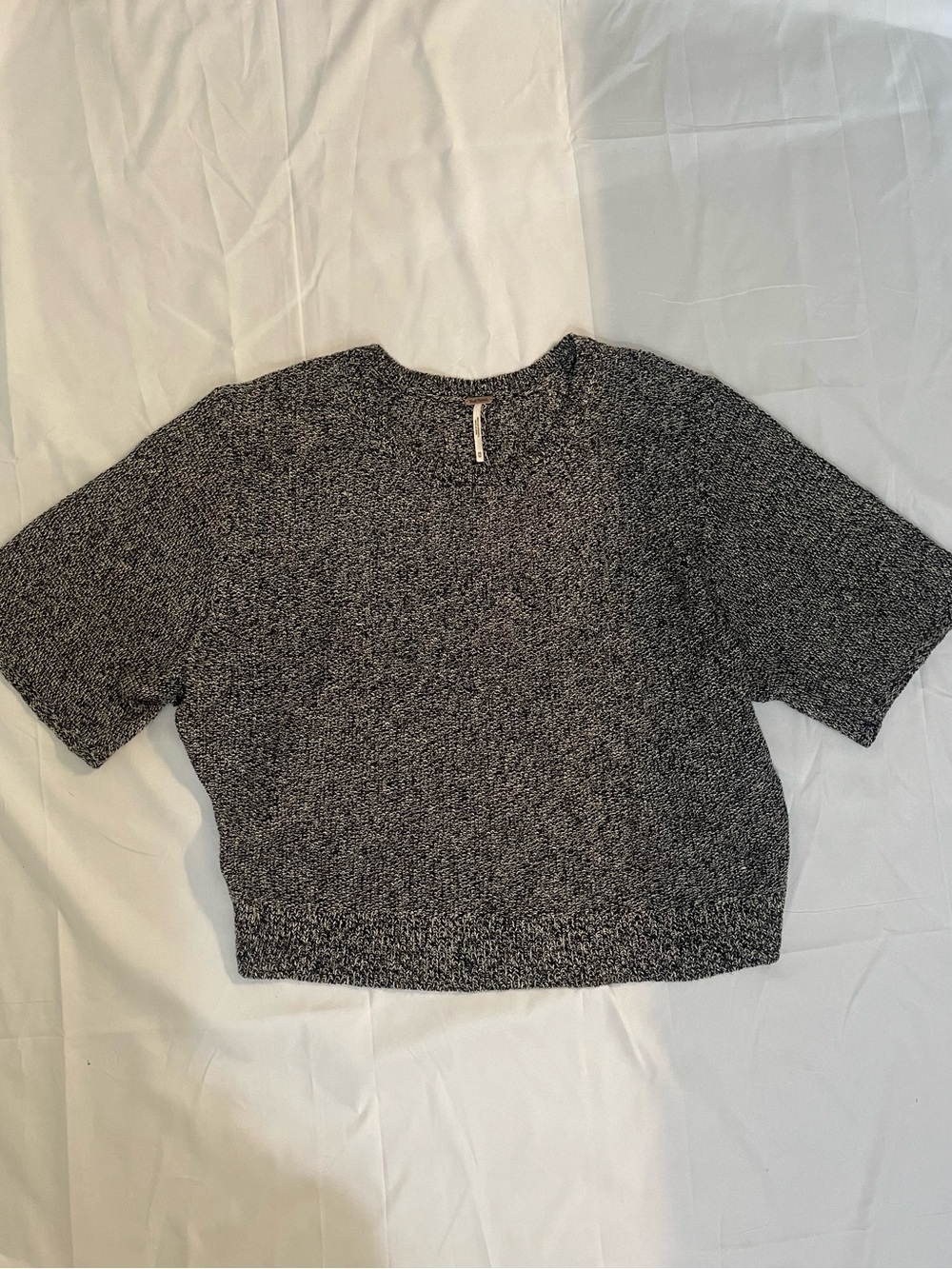 Free People Rising Sun Split Back Marled Knit Sweater Top XS